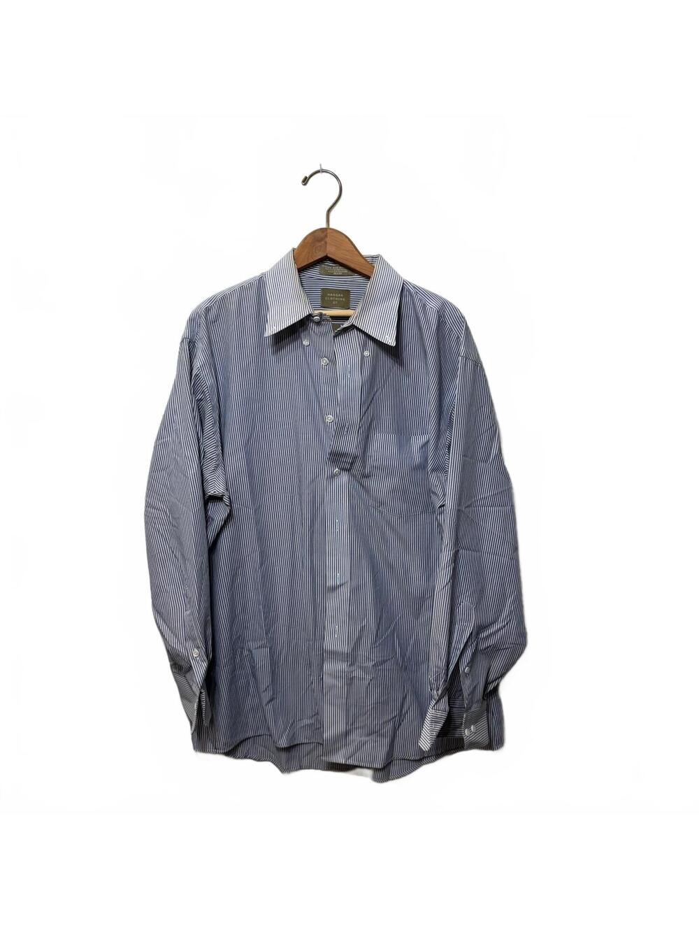 Haggar Blue White Pinstripe Wrinkle Free Dress Shirt